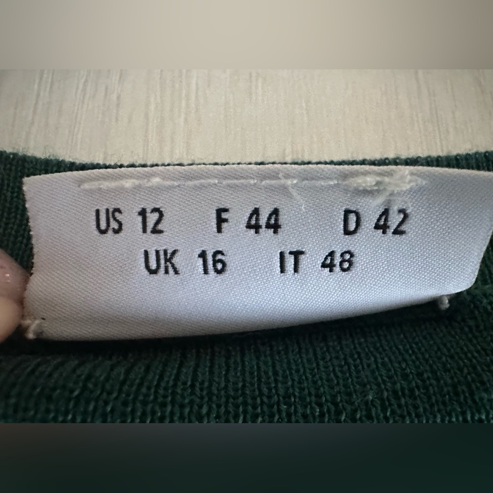Akris Punto One Button Wool Green Cropped Cardigan - size L / US12 - Picture 6 of 6